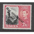 MALTA 1948 GEORGE VI 2/6 SELF GOVT BLACK AND SC...