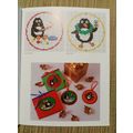 Christmas Motifs Cross Stitch Penguins, Berries...