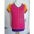Zumba short sleeved V neck Tee Top Fuchsia Pink...