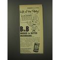 1956 B in B Mushrooms Ad - Life of the Party! B in B Canapes