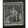 BARBADOS 1872 WATERMARK SMALL STAR 1/- PERF 14....