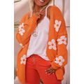 Orange Flower Pattern Drop Shoulder Plus Size C...