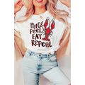 White Pinch Peel Eat Repeat Crawfish Print Crew...