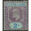 Sierra Leone 1908 SG109 2/- Purple & Bright Blu...