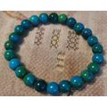 NATURAL STONE STRETCH BRACELET CHRYSOCOLLA DARK...