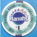 Harrahs. $1 Casino Chip. Mayetta, KS. W72.