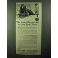 1922 New York Central Ad - The Men Who Operate