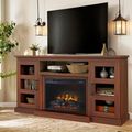 Farmhouse TV Cabinet with 3D Fireplace – Fits T...