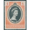 Barbados 1953 4c black & red-orange Coronation ...