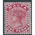 Malta 1890 SG22 1d Carmine Wmk Crown CA Mounted...