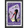 NIGERIA 1965 6d SADDLE BILL STORK SG 225 FINE U...