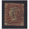 1858/79 1D RED PLATE (87) CORNER LETTERS(K.I) F...