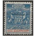 Rhodesia 1892 SG18 1/2d Dull Blue & Vermilion M...