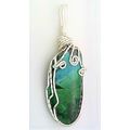 Chrysocolla Silver Copper Wire Wrap Gemstone Pe...