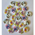 25 Butterfly Patterned Round Wooden Buttons Siz...