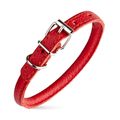 Dog Pet Round Leather Collar W1/4" - L6"-8", Red