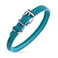 Dog Pet Round Leather Collar W1/4" - L6"-8", Teal