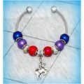 Faux Pearl Bead Prancing Horse Charm Silver Pla...