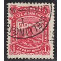 New Zealand, 1925, 1d Life Insurance, SG L31b (...