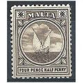 Malta 1899 SG32 4 1/2d Sepia Mounted Mint .