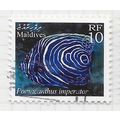 MALDIVES 2001 FISH EMPEROR ANGELFISH ANGEL USED...
