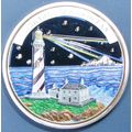 Lighthouse. Challenge Coin. 1.50". Silver Tone....