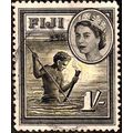 Fiji 1954 Fishing Queen Elizabeth II 1/- Used. ...