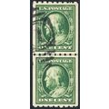 390, Used 1¢ VF/XF Genuine Coil Line Pair * Stu...