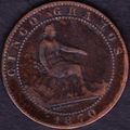 1870 Spain 5 Centimos Coin