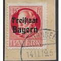 GER (BAVARIA) 1919 15pf KING LUDWIG III' (FREIS...