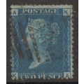 Sg47 2d BLUE plate 13 FINE USED " K A " (BLUES)