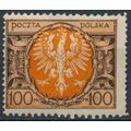 Eagle on Shield: 100mp - Poland 1922 - NM H - M...
