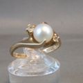 ANTIQUE 10KT PEARL & DIAMOND ring JTC ZALES DIA...