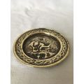 Vintage Oriental Solid Brass Coaster Tray Colle...