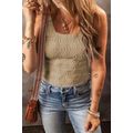 Smoke Gray Floral Jacquard Square Neck Tank Top