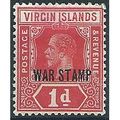 Virgin Islands 1916 SG78 1d Carmine WAR STAMP M...