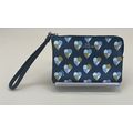 A Cute Coach Blue Zip Wristlet Leather With Hea...