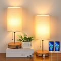 Set of 2 Table Lamps with 2 USB Ports, Modern B...