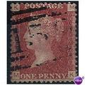 1864 SG43 1d Red Plate 206 Good++ Used "MK"
