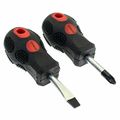 2pc Stubby Screwdriver Set PZ2 6mm Slotted Scre...