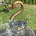 VTG Clear Glass Swan Figurine Paperweight Contr...
