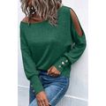Green Asymmetrical Cut Out Buttoned Long Sleeve...