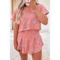 Blossom Sequin Horse Shoe Cropped Tee and High ...