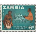 ZAMBIA, Old and New communications, blue 1964, 6d