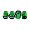 4 X GREEN METAL TYRE VALVE DUST CAPS FOR FORD -...