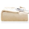 Heated Electric Sherpa Throw Blanket in Beige/W...