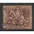 PORTUGAL 1953 1e BROWN ON PINK MEDIEVAL KNIGHT ...