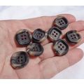 HHH Black Marble Square Indented Buttons 8 Piec...