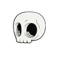 Pin Badge Skull Black & White Enamelled Metal 3...