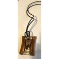 Square Silver-Foil Dichroic Glass Pendant Rubbe...